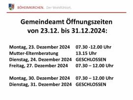 2024.12.17 | Öffnungszeiten Gemeindeamt-